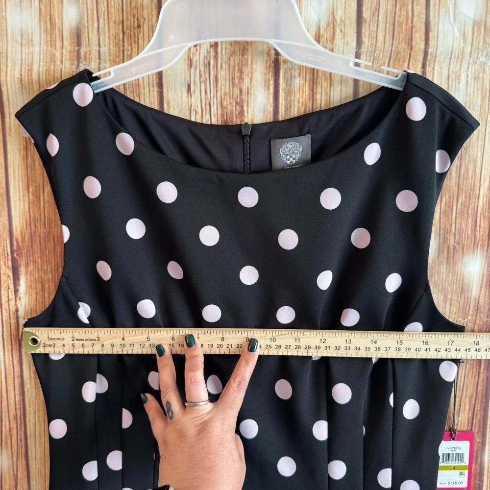 Polka Dot Sleeveless Dress - Black and White - Picture 5 of 14